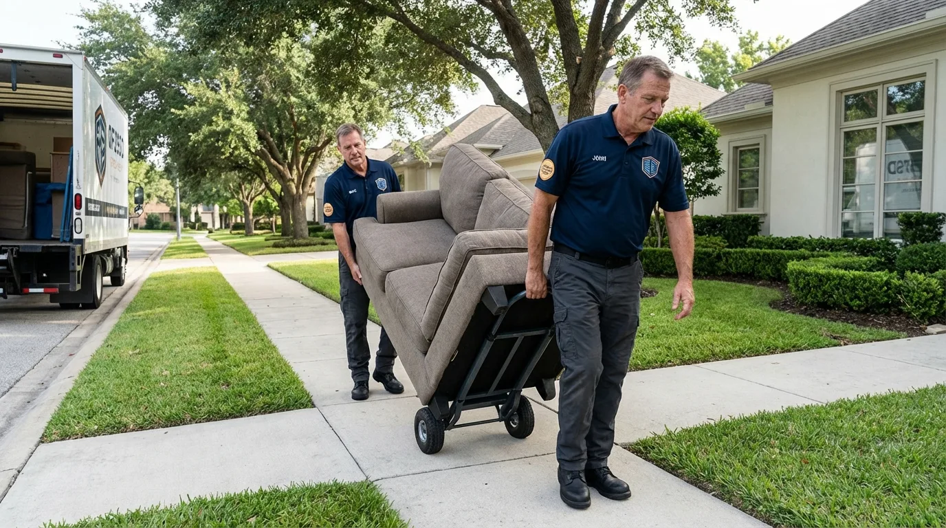 Local residential moving crew loading furniture in Colchester, CT